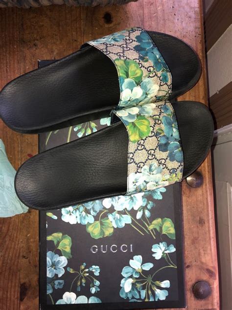 gucci slides blue|blue gucci slides floral.